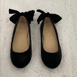 J. Crew Crewcuts Black Velvet Bow Ballet Flats sz K9 New without tags